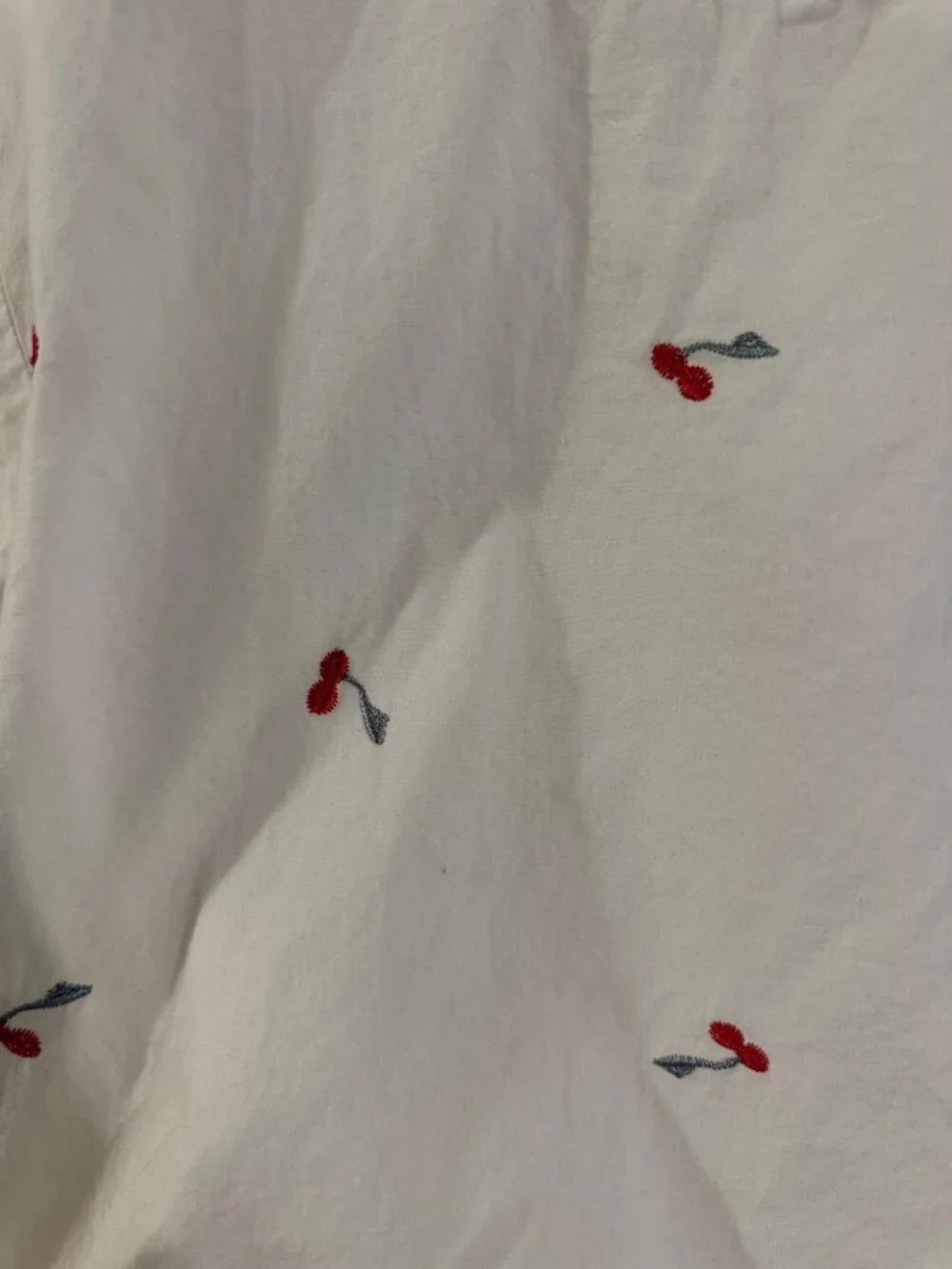 Ellison 100% Cotton Cherry Fruit Summer Short Sleeved White T Shirt